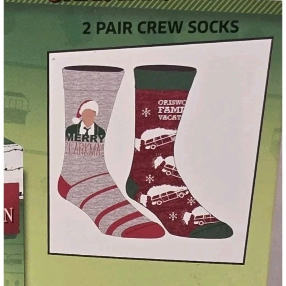 National Lampoons Christmas Vacation Crew Socks Socks 9-11 VHS Novelty Tray New!